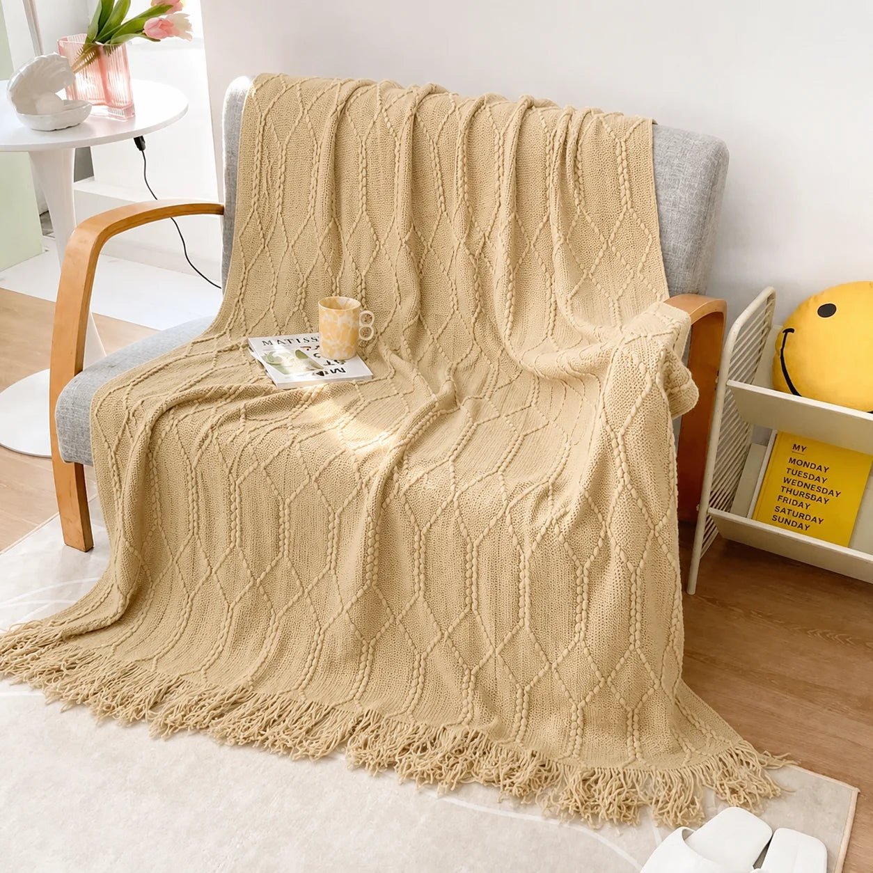 KAILISE™ Sage Diamond Knit Throw Blanket