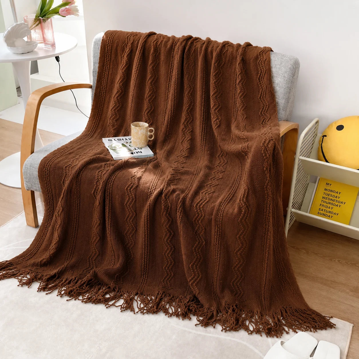 KAILISE™ Sage Diamond Knit Throw Blanket