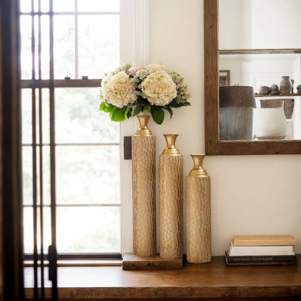KAILISE™ Antique Gold Vine Vases — Set of 3