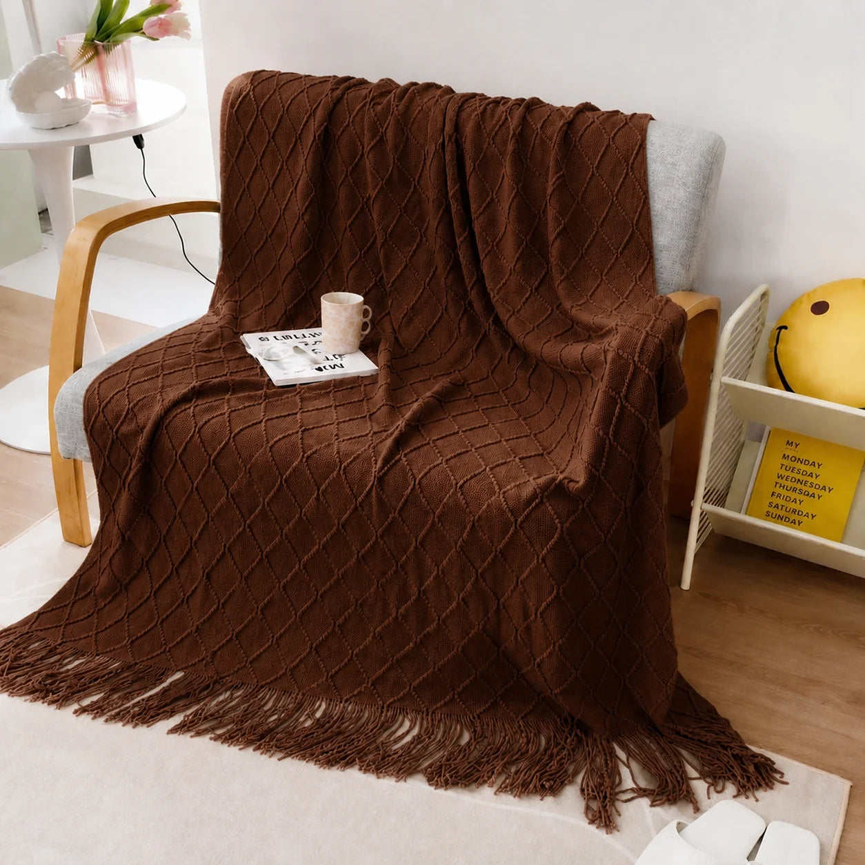 KAILISE™ Sage Diamond Knit Throw Blanket