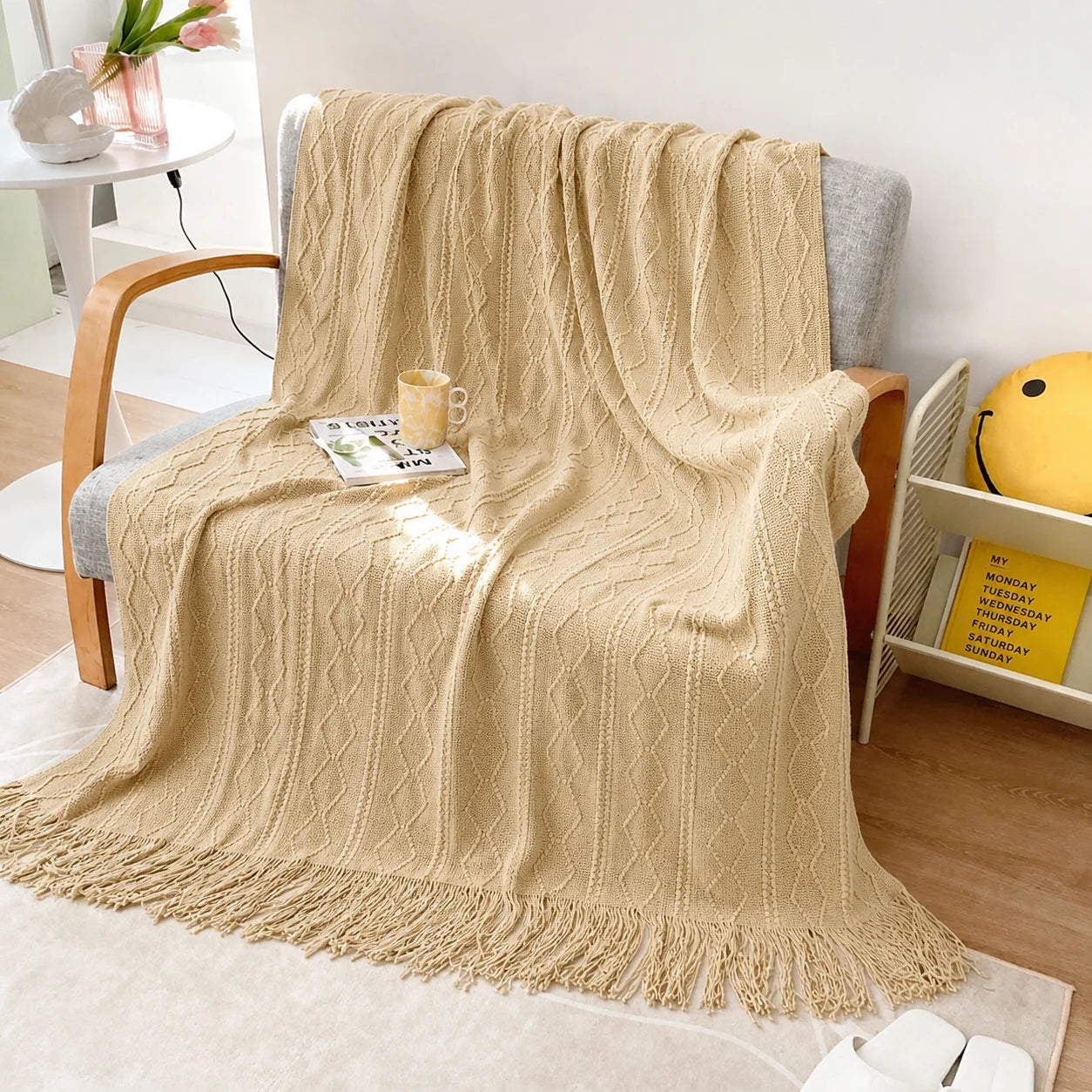 KAILISE™ Sage Diamond Knit Throw Blanket