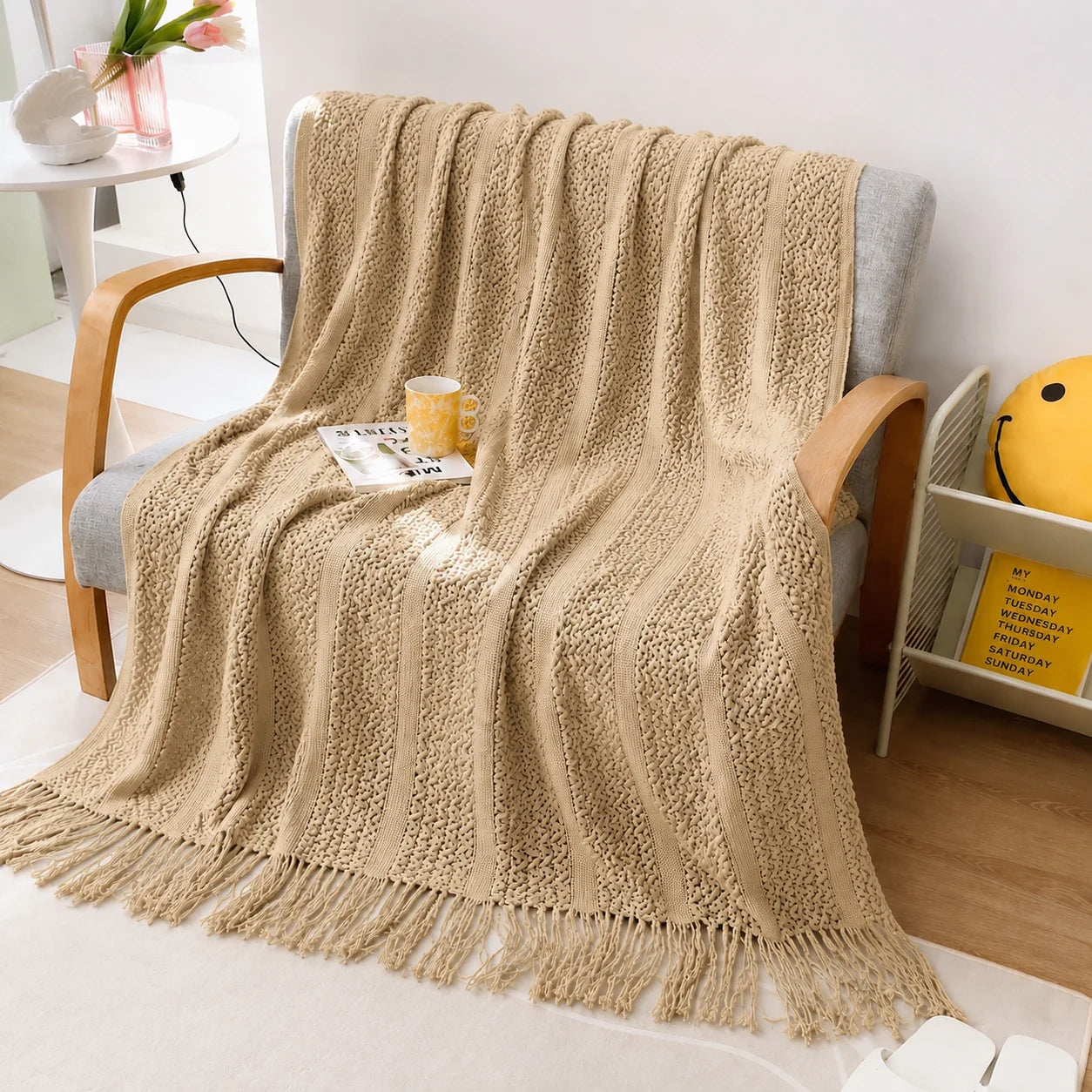 KAILISE™ Sage Diamond Knit Throw Blanket