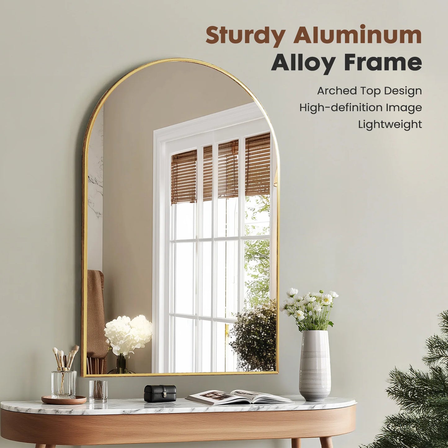 KAILISE™ Arched Metal Frame Wall Mirror