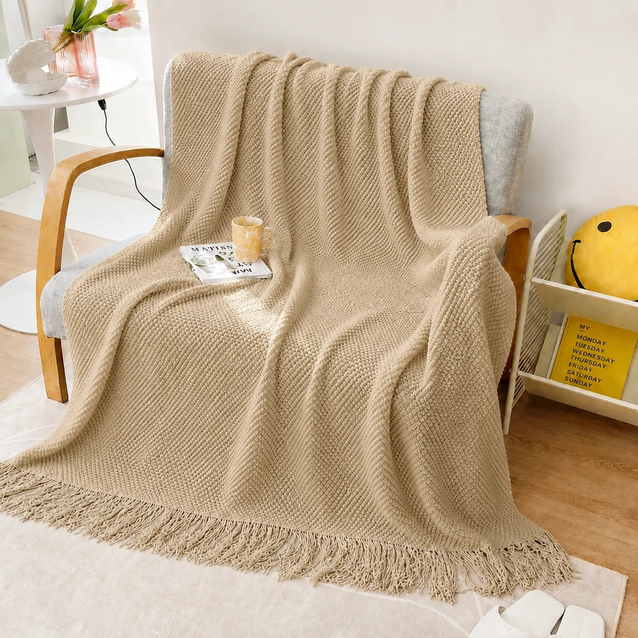 KAILISE™ Sage Diamond Knit Throw Blanket