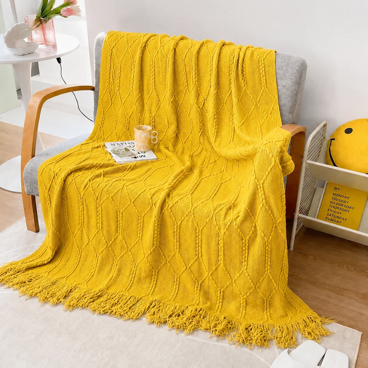 KAILISE™ Sage Diamond Knit Throw Blanket