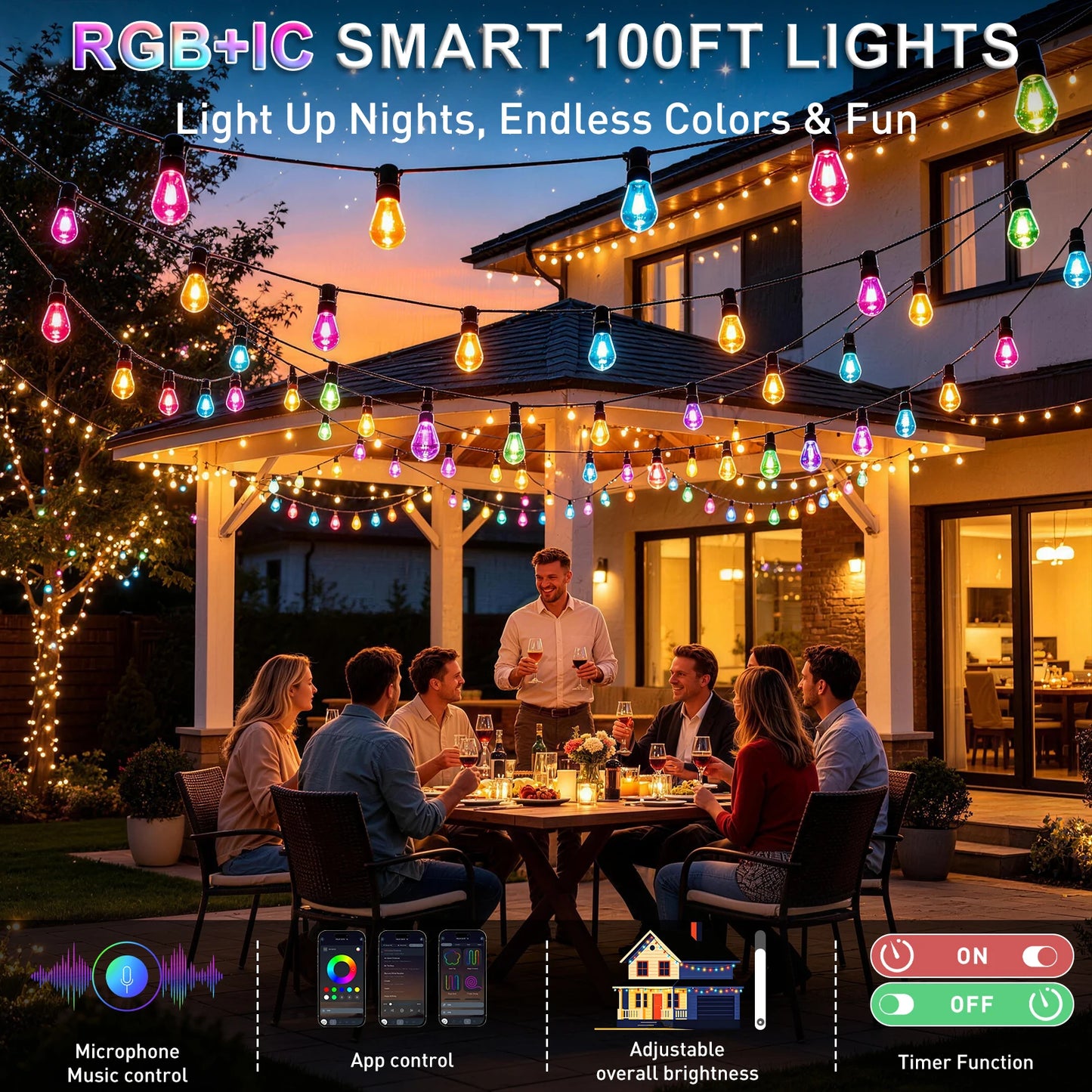 KAILISE™ Multicolor Globe LED String Lights — 100 FT