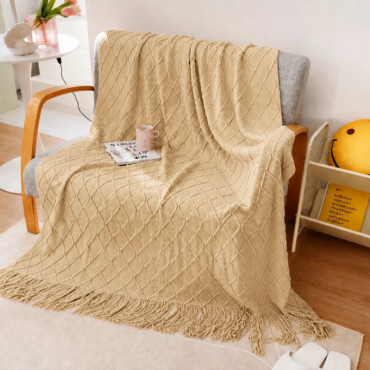 KAILISE™ Sage Diamond Knit Throw Blanket