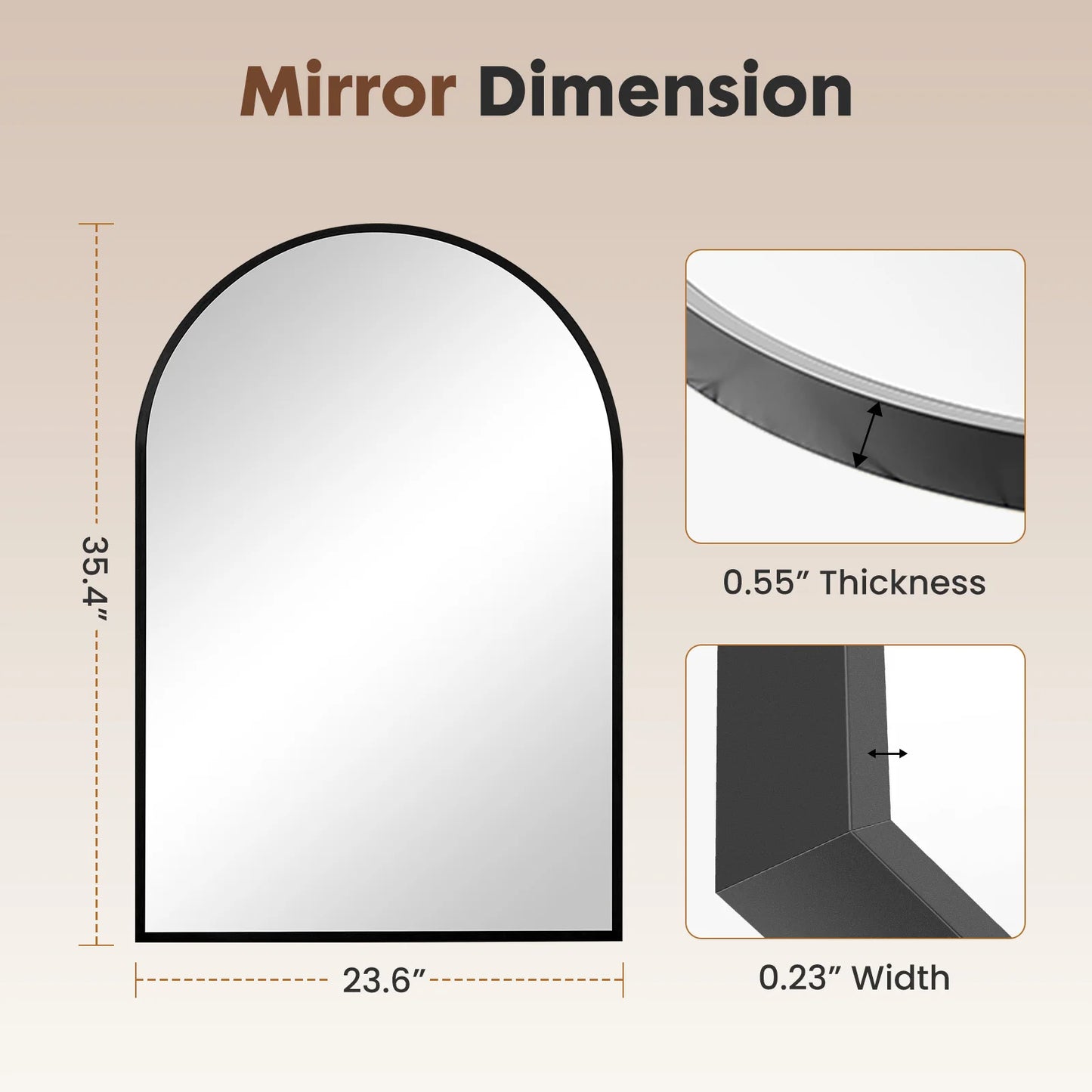 KAILISE™ Arched Metal Frame Wall Mirror