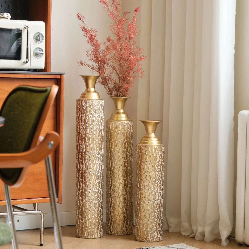 KAILISE™ Antique Gold Vine Vases — Set of 3