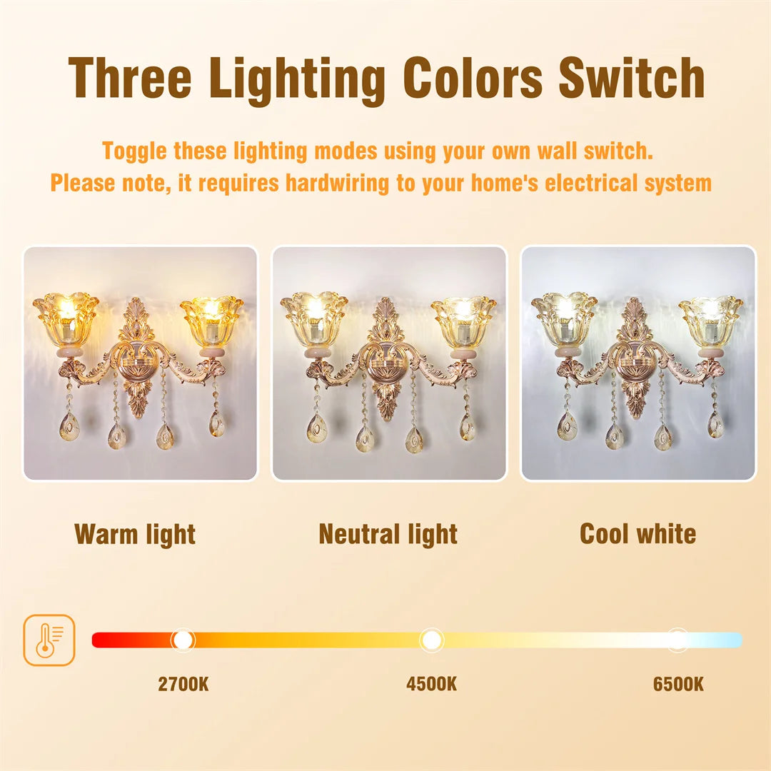 KAILISE™ Antique Gold Floral Crystal Wall Sconce