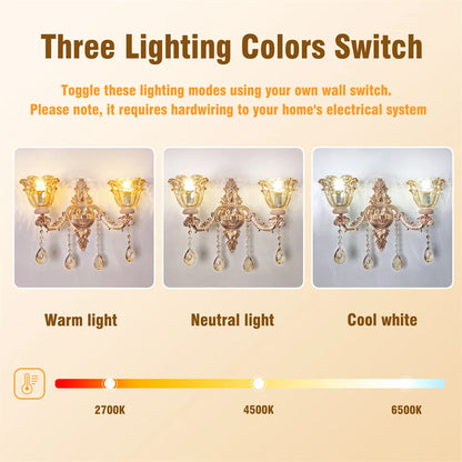 KAILISE™ Antique Gold Floral Crystal Wall Sconce