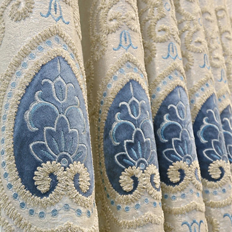 KAILISE™ European Embroidered Satin Blackout Curtains — Set of 2