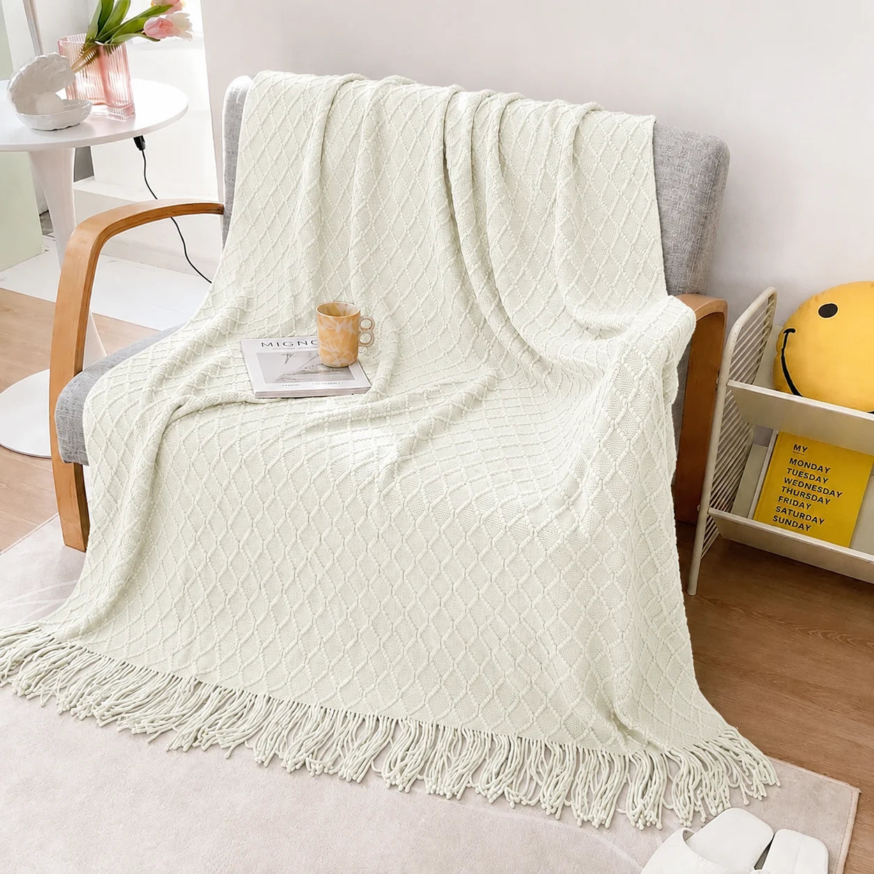 KAILISE™ Sage Diamond Knit Throw Blanket