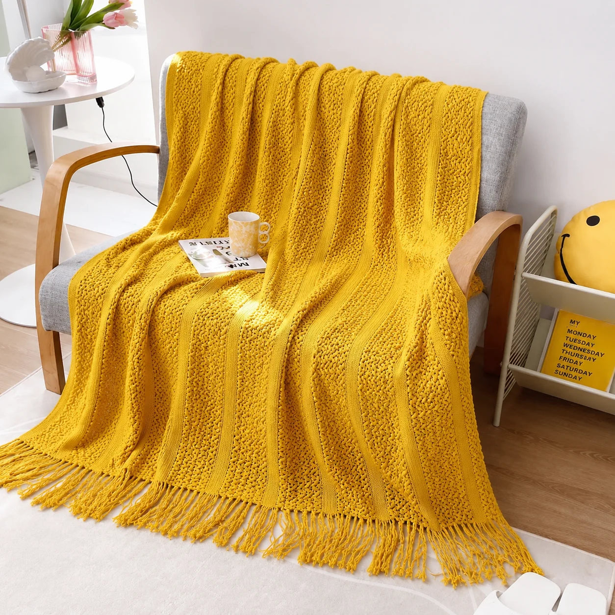 KAILISE™ Sage Diamond Knit Throw Blanket