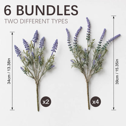 KAILISE™ Faux Lavender Stems — Set of 6