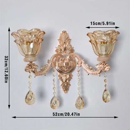 KAILISE™ Antique Gold Floral Crystal Wall Sconce