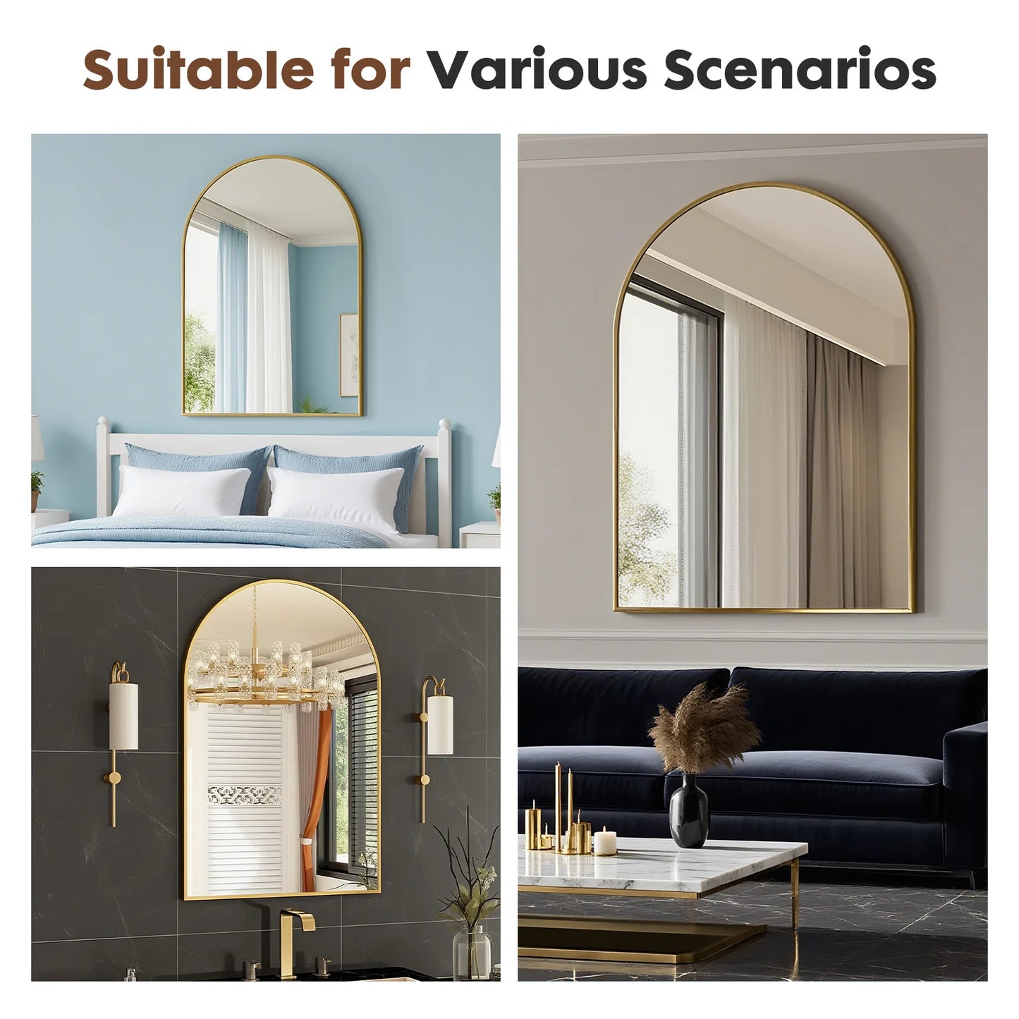 KAILISE™ Arched Metal Frame Wall Mirror
