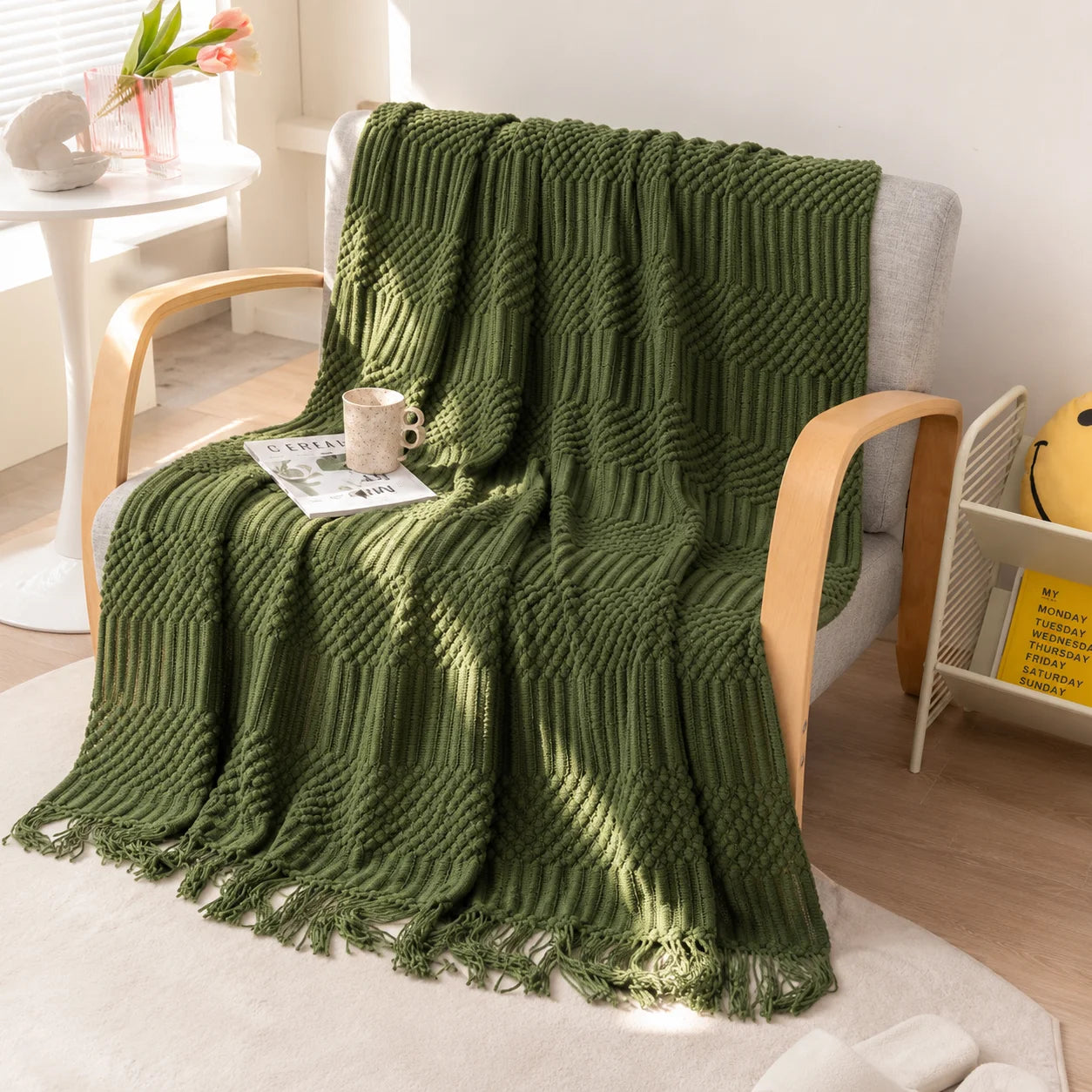 KAILISE™ Sage Diamond Knit Throw Blanket