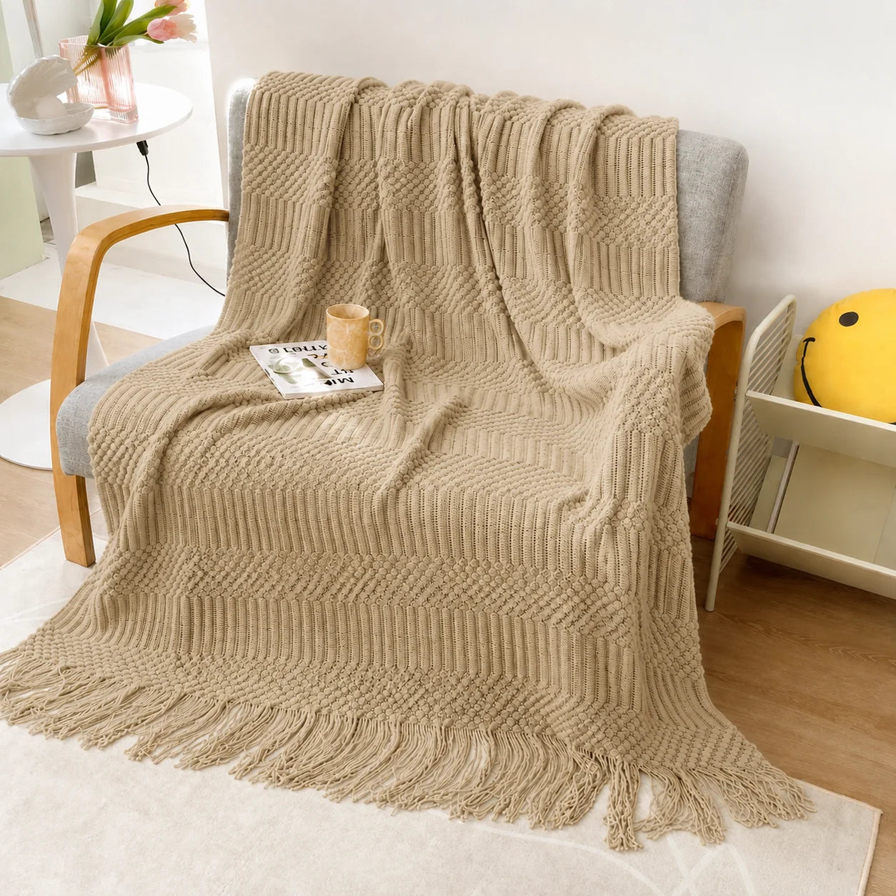 KAILISE™ Sage Diamond Knit Throw Blanket