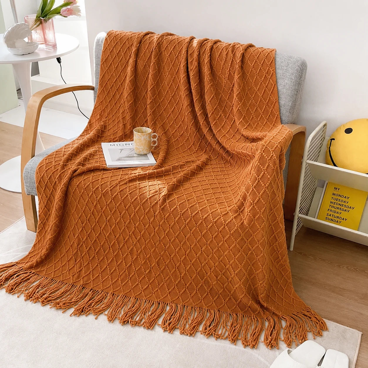 KAILISE™ Sage Diamond Knit Throw Blanket