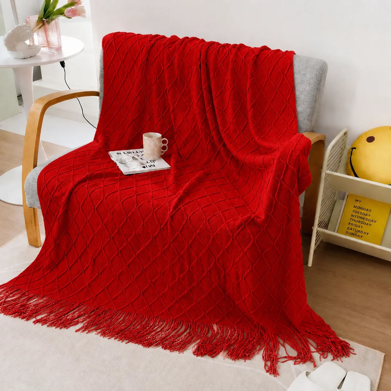 KAILISE™ Sage Diamond Knit Throw Blanket