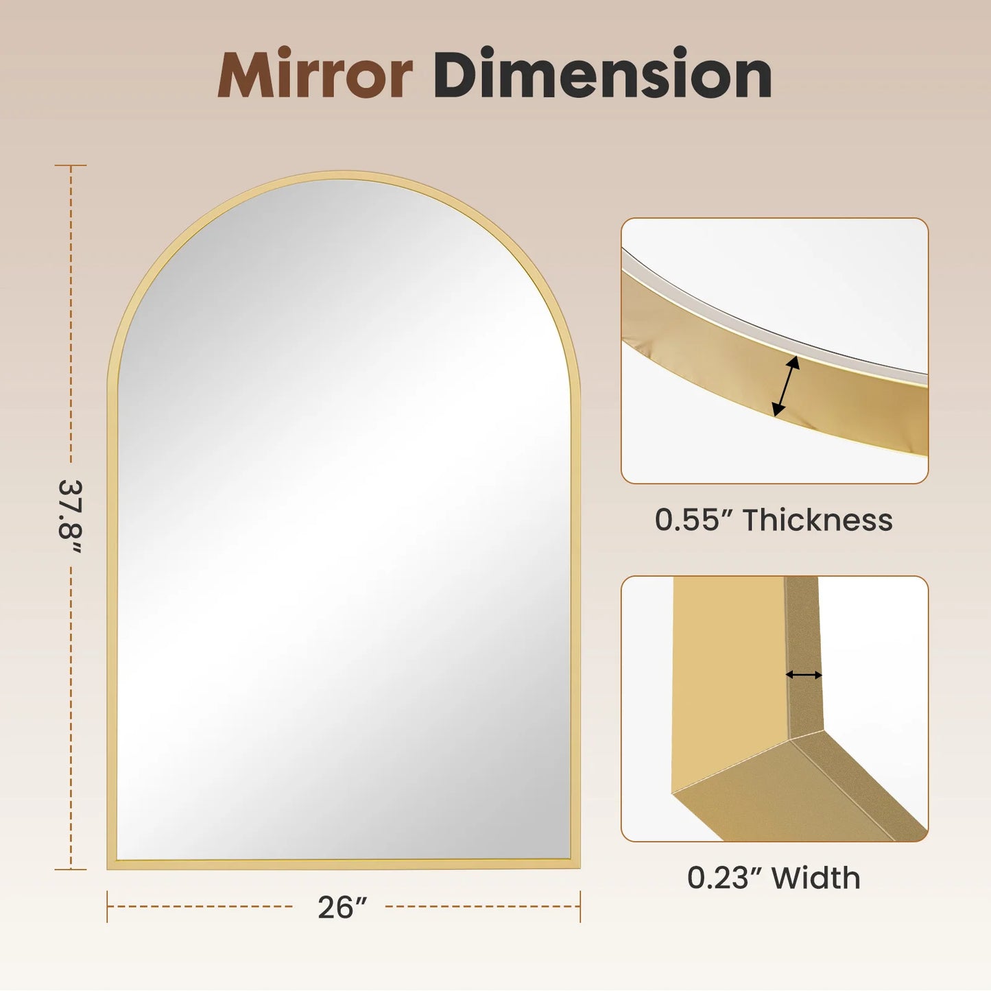 KAILISE™ Arched Metal Frame Wall Mirror