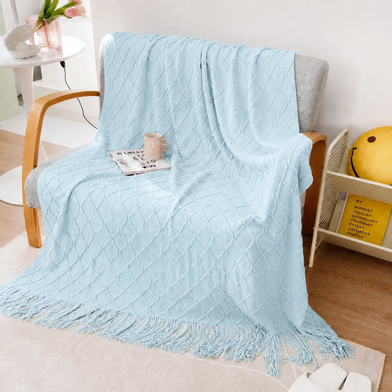 KAILISE™ Sage Diamond Knit Throw Blanket