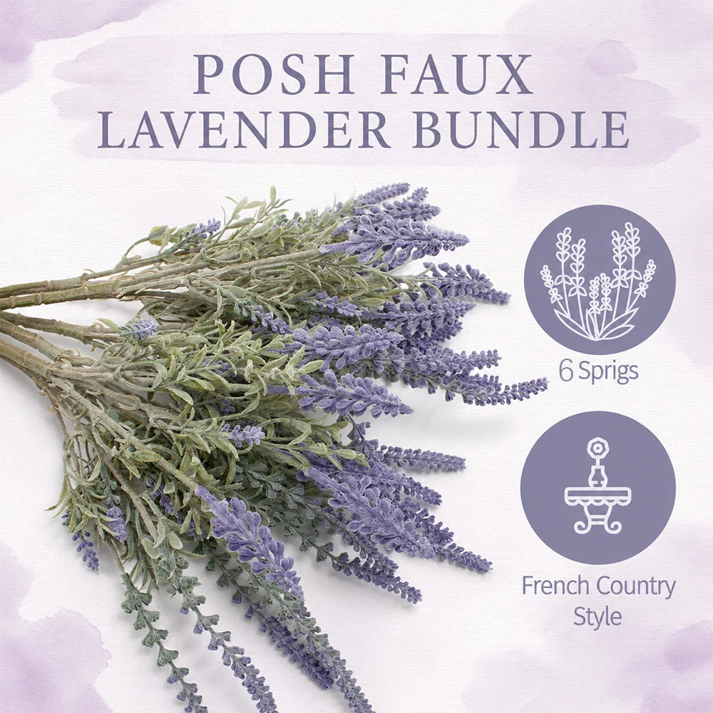 KAILISE™ Faux Lavender Stems — Set of 6