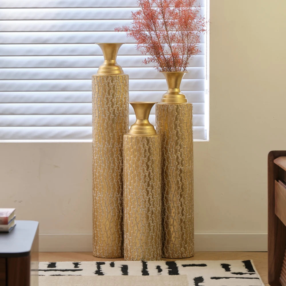 KAILISE™ Antique Gold Vine Vases — Set of 3