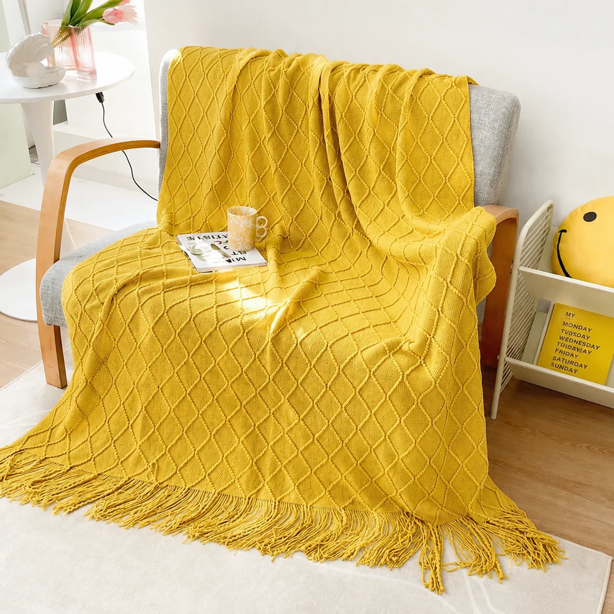 KAILISE™ Sage Diamond Knit Throw Blanket