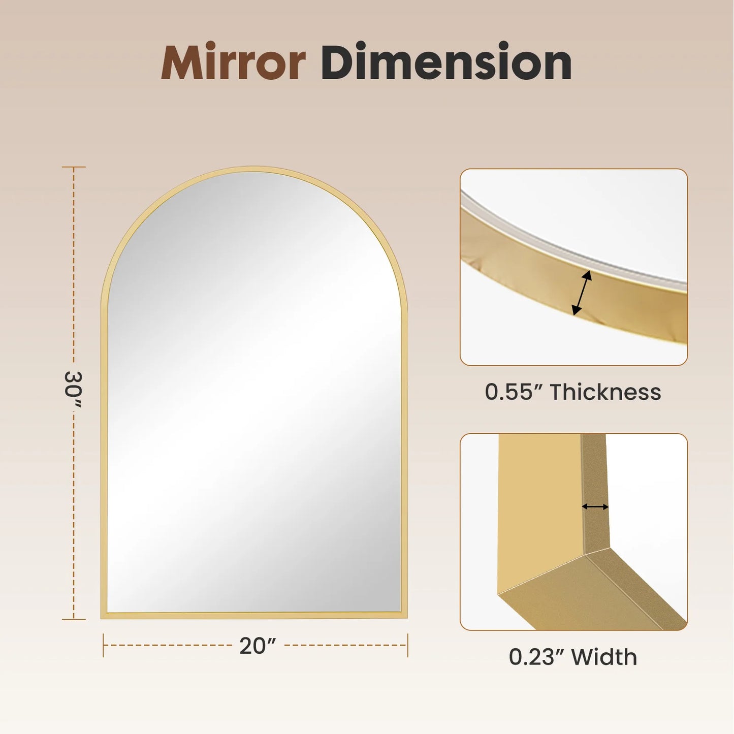 KAILISE™ Arched Metal Frame Wall Mirror