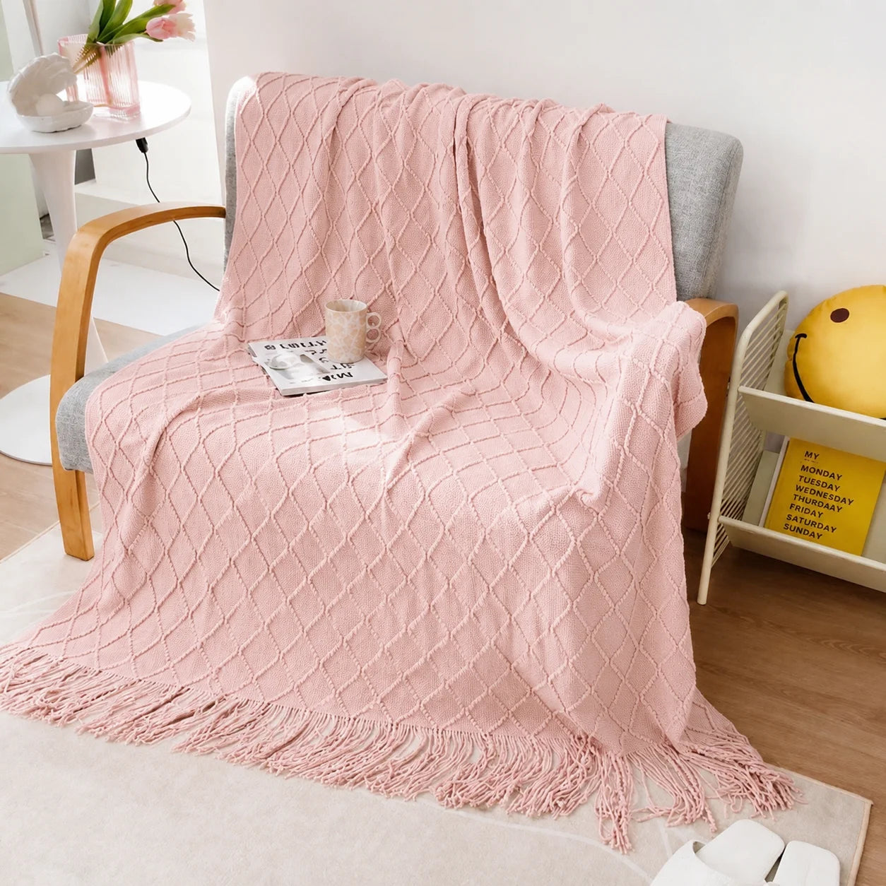 KAILISE™ Sage Diamond Knit Throw Blanket