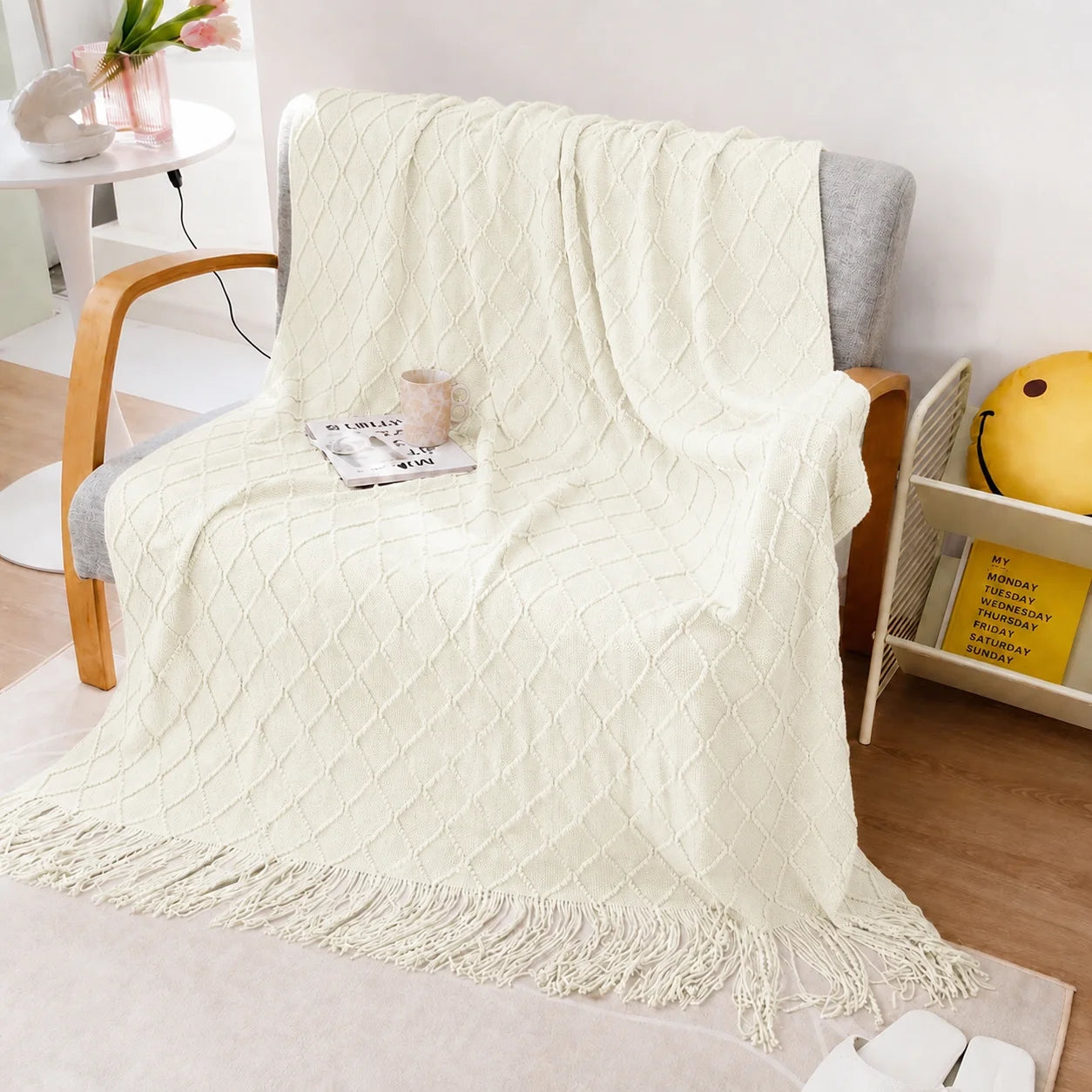 KAILISE™ Sage Diamond Knit Throw Blanket